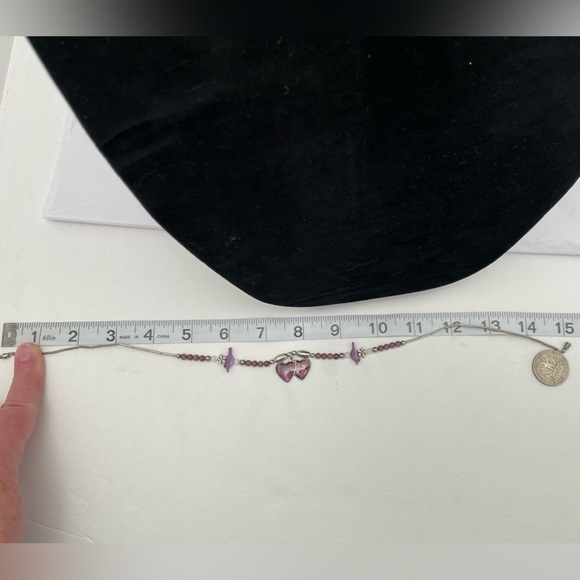 Vintage Amethyst Beads and Purple Hearts Necklace with Bird Accents - Picture 9 of 9